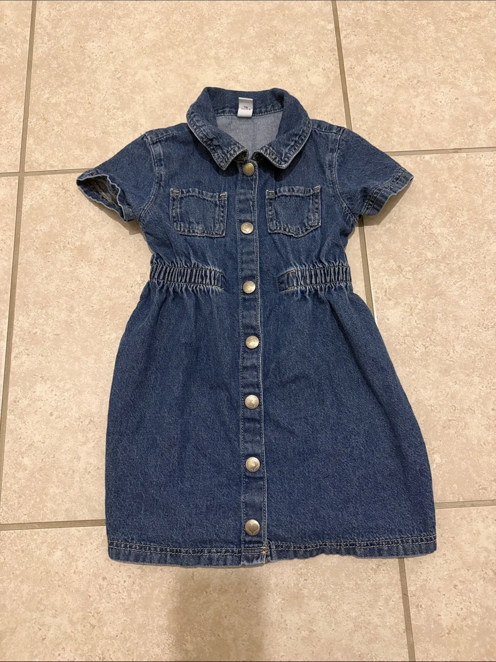 Old Navy Dark Blue Denim Button Front Girls' Dress